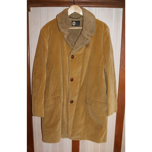 Vintage 70s Mighty Mac Out O' Gloucester Mens 46 Tan Corduroy Trench Coat Lined
